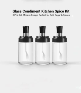 Glass Condiment Kitchen Kit set